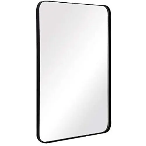 ANDY STAR Wall Mirror for Bathroom, 24x36 Inch Black Bathroom Mirror, Stainless Steel Metal Frame with Rounded Corner, Rectangle Glass Panel Wall Mounted Mirror Decorative for Bathroom ANDY STAR Wall Mirror for Bathroom, 24x36 Inch Black Bathroom Mirror, Stainless Steel Metal Frame with Rounded Corner, Rectangle Glass Panel Wall Mounted Mirror Decorative for Bathroom