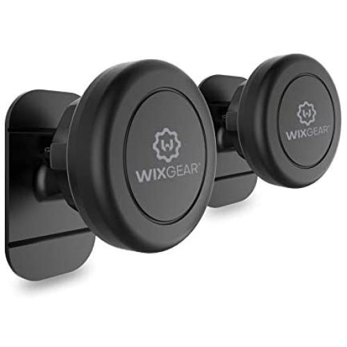 WixGear Magnetic Phone Car Mount, Universal Stick On Mount (2 Pack) Dashboard Magnetic Car Mount Holder, for Cell Phones and Mini Tablets with Fast Swift-snap Technology, Magnetic Cell Phone Mount