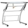 SD STUDIO DESIGNS Triflex Drawing Table, Sit to Stand Up Adjustable Office Home Computer Desk, 35.25'' W X 23.5'' D, Silver/Blue Glass