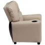 Flash Furniture Contemporary Beige Vinyl Kids Recliner with Cup Holder