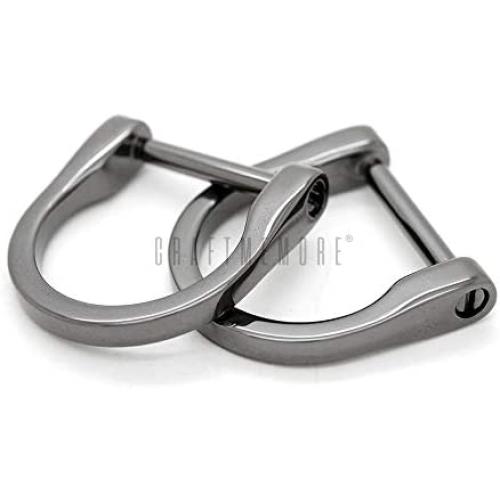 CRAFTMEMORE D-Rings Screw in Shackle Horseshoe U Shape D Ring DIY Leather Craft Key Holder Purse Accessories for 1 Inch Strap Pack of 4 (Gunmetal)