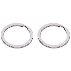 Shapenty Silver Metal Key Rings Flat Split Key Chain Part Connector Keyring Clip Keychain Clasp Holder for DIY Craft Project and Home Car Keys Organization, 2 Pack (Silver)