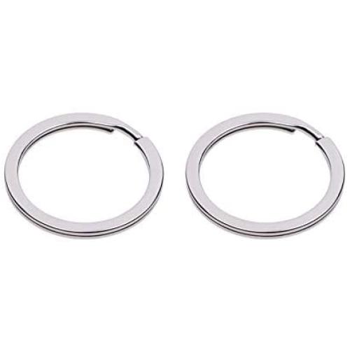 Shapenty Silver Metal Key Rings Flat Split Key Chain Part Connector Keyring Clip Keychain Clasp Holder for DIY Craft Project and Home Car Keys Organization, 2 Pack (Silver)