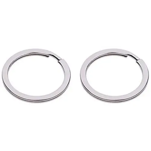 Shapenty Silver Metal Key Rings Flat Split Key Chain Part Connector Keyring Clip Keychain Clasp Holder for DIY Craft Project and Home Car Keys Organization, 2 Pack (Silver)
