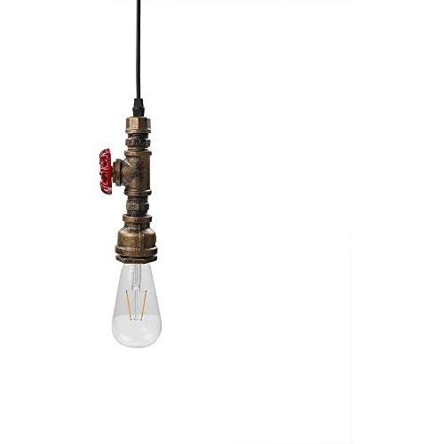 PIHAPPY Industrial Pendant Ceiling Light, Metal Steel Pipe Hanging Lighting Fixture, Bronze Antique Lights Fixture for Home Room Decoration 1PC Without BLUBS (Bronze, 1 PC)