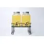 Dual Gallon Glass Beverage Dispensers with Metal Stand, Stainless Steel Spigot, Metal Lid and Drip Trays- Gallon Glass Yorkshire Mason Dual Drink Dispenser Display for Parties, Weddings and Holidays