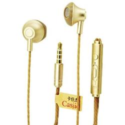 Casjie Metal Heavy Bass in-Ear Headphones Stereo Headset 3.5mm Wired Earphone with Microphone (Gold)