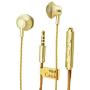 Casjie Metal Heavy Bass in-Ear Headphones Stereo Headset 3.5mm Wired Earphone with Microphone (Gold)