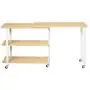 Tangkula 360° Free Rotating Sofa Side Table, Mobile End Table with 2-Tier Storage Shelves, Movable Laptop Table with Sturdy Metal Frame, Couch Side Table Snack Table for Home Office (Natural)