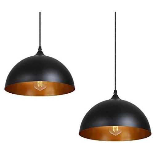 Tomshine Pendant Light Globe Metal Shade Hanging Light Fixture for Farmhouse Kitchen Island(2 Pack)