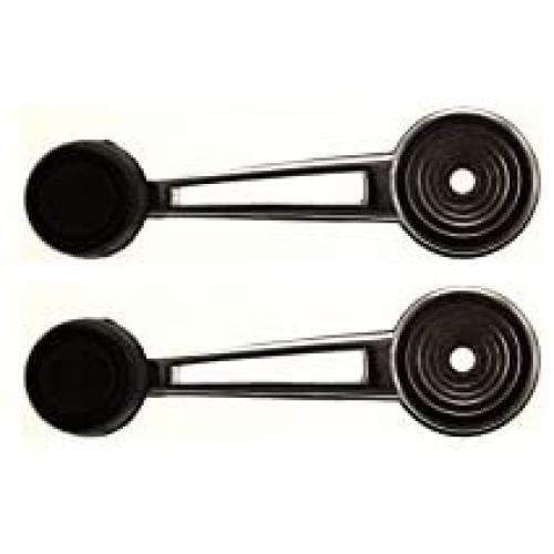 Window Crank compatible with Ford F-Series 73-79/Bronco 80-86 Front Chrome Body-Black Knob Metal Set of 2