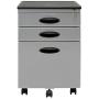 Calico Designs Metal Full Extension, Locking, 3-Drawer Mobile File Cabinet Assembled (Except Casters) for Legal or Letter Files with Supply Organizer Tray in Silver