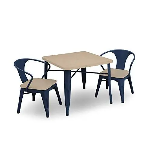 Delta Children Bistro Kids Play Table with 2-Piece Chair Set | Navy with Driftwood | Ideal for Arts & Crafts, Snack Time, Homeschooling, Homework & More Delta Children Bistro Kids Play Table with 2-Piece Chair Set | Navy with Driftwood | Ideal for Arts & Crafts, Snack Time, Homeschooling, Homework & More
