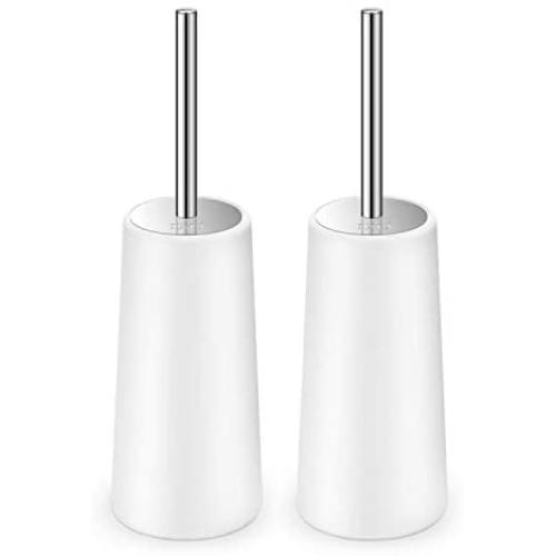 IXO Toilet Brush and Holder, 2 Pack Toilet Brush with 304 Stainless Steel Long Handle, Toilet Bowl Brush for Bathroom Toilet-Ergonomic, Elegant,Durable