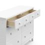 Storkcraft Moss 6 Drawer Universal Double Dresser (White) - Bedroom Furniture Storage, Modern Farmhouse Style, Sturdy and Durable Wood Construction, 6 Deep Spacious Drawers, Steel Hardware
