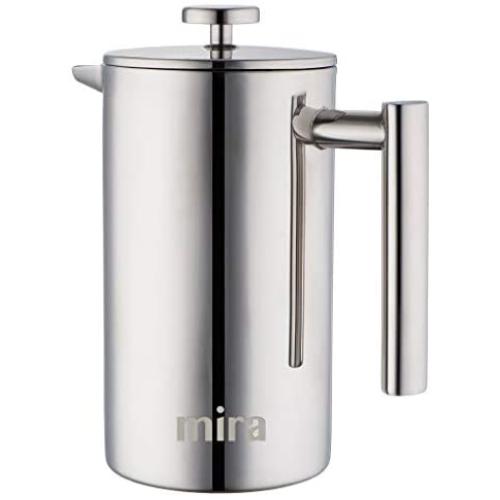 MIRA 20 oz Stainless Steel French Press Coffee Maker | Double Walled Insulated Coffee & Tea Brewer Pot & Maker | Keeps Brewed Coffee or Tea Hot | 600 ml