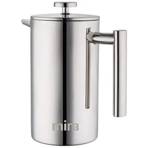MIRA 20 oz Stainless Steel French Press Coffee Maker | Double Walled Insulated Coffee & Tea Brewer Pot & Maker | Keeps Brewed Coffee or Tea Hot | 600 ml MIRA 20 oz Stainless Steel French Press Coffee Maker | Double Walled Insulated Coffee & Tea Brewer Pot & Maker | Keeps Brewed Coffee or Tea Hot | 600 ml