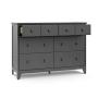 Storkcraft Moss 6 Drawer Universal Double Dresser (Gray) - Bedroom Furniture Storage, Modern Farmhouse Style, Sturdy and Durable Wood Construction, 6 Deep Spacious Drawers, Steel Hardware
