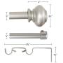 Elegant Window Treatment Double Curtain Rods, 3/4 - Inch Diamter, 48 - Inch to 84 - Inch, Nickel - Metal Rod and Hardware with Resin Finials