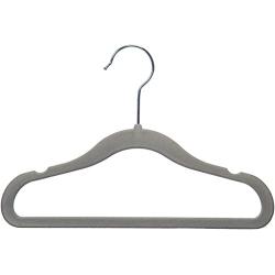 Amazon Basics Kids Velvet Non-Slip Clothes Hangers, Gray - Pack of 50