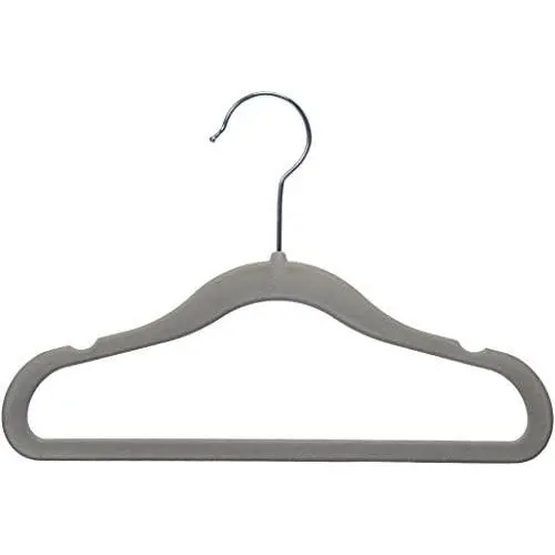 Amazon Basics Kids Velvet Non-Slip Clothes Hangers, Gray - Pack of 50 Amazon Basics Kids Velvet Non-Slip Clothes Hangers, Gray - Pack of 50