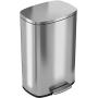 iTouchless SoftStep 13.2 Gallon Stainless Steel Step Trash Can with Odor Control System, 50 Liter Pedal Garbage Bin for Kitchen, Office, Home - Silent and Gentle Open and Close