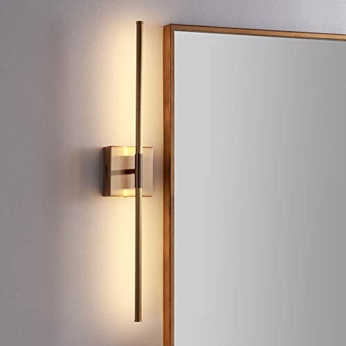JONATHAN Y JYL7022B Makena 28'' Dimmable Integrated Metal Wall Sconce Minimalistic,Modern,Contemporary 3000K LED Bulbs for Bedroom Livingroom Bathroom Hallway, Gold