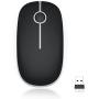 Jelly Comb 2.4G Slim Wireless Mouse with Nano Receiver, Less Noise, Portable Mobile Optical Mice for Notebook, PC, Laptop, Computer, MacBook MS001 (Black and Silver)