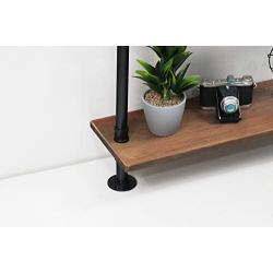 KINMADE Industrial Pipe Shelf Floating Wall Shelf Rustic Wood with Black Iron Pipe 5 Tier