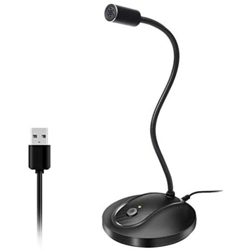 USB Desktop Microphone with Mute Button, Plug&Play Condenser, Computer, PC, Laptop, Mac, PS4 Mic LED Indicator -360 Gooseneck Design -Recording, YouTube, Gaming, Streaming (Omnidirectional-JV601)