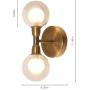 TLOLGT Mini Vintage Industrial Glass Wall Sconce Lighting Fixture Exquisite Double Head Light Luxury Style Wall Lamp Made of Metal with Round Glass Shade for Bedroom Study Room Bar Doorway Restrant