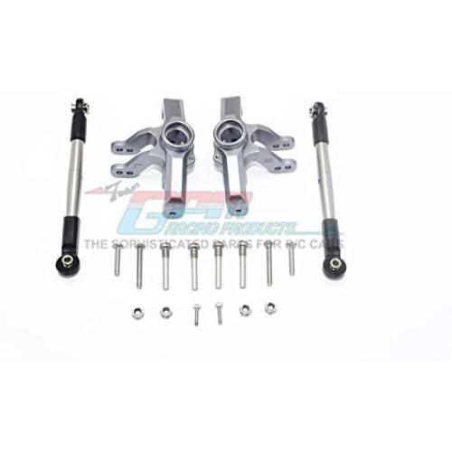 Losi 1/10 Baja Rey 4WD Desert Truck (LOS03008) Upgrade Parts Aluminum Front Knuckle Arm + Stainless Steel Adjustable Tie Rods - 18Pc Set Gray Silver