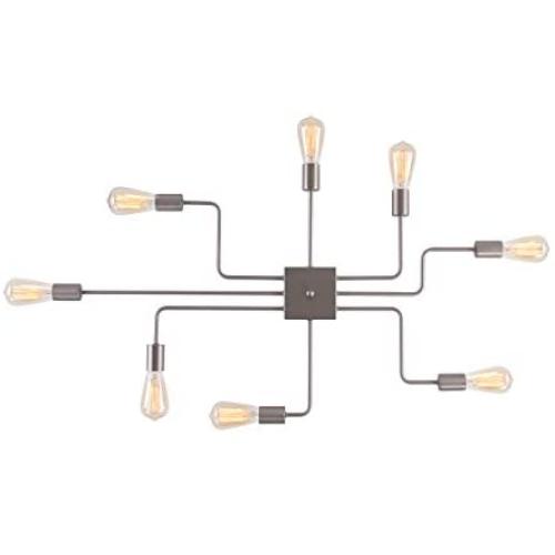 mirrea Modern Industrial Semi-Flush Mount Metal Ceiling Lighting for Rectangular Room 8 Lights (Brushed Nickel) mirrea Modern Industrial Semi-Flush Mount Metal Ceiling Lighting for Rectangular Room 8 Lights (Brushed Nickel)