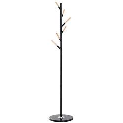 HOMCOM 69'' Metal Freestanding Modern Tree Branch 6 Wooden Rack Coat Rack with Marble Base - Black