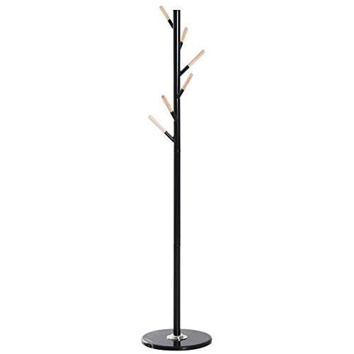 HOMCOM 69'' Metal Freestanding Modern Tree Branch 6 Wooden Rack Coat Rack with Marble Base - Black