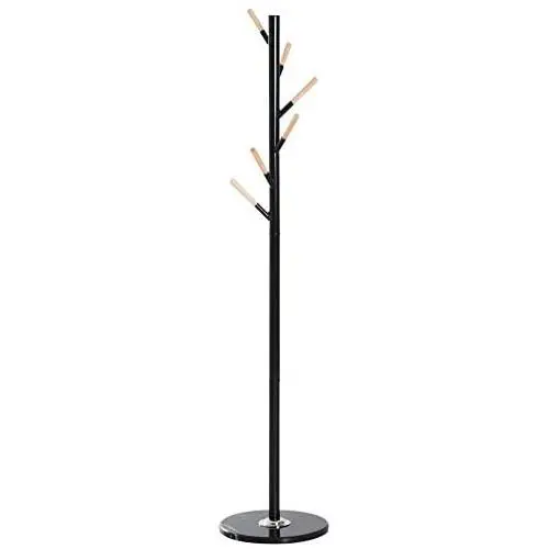 HOMCOM 69'' Metal Freestanding Modern Tree Branch 6 Wooden Rack Coat Rack with Marble Base - Black