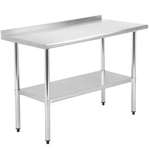 Commercial Prep Kitchen Work Table Stainless Steel Metal Table with Adjustable Foot Backsplash NSF Scratch Resistent and Antirust (24Wx48L) Commercial Prep Kitchen Work Table Stainless Steel Metal Table with Adjustable Foot Backsplash NSF Scratch Resistent and Antirust (24Wx48L)