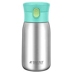 Secura Vacuum Insulated Stainless Steel Straw Water Bottle with Handle, 350ml 12oz, Green