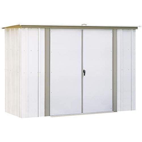 Arrow 8 x 3 Eggshell with Taupe Trim Pent Roof Galvanized Steel Garden Shed Arrow 8 x 3 Eggshell with Taupe Trim Pent Roof Galvanized Steel Garden Shed