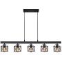 Unitary Brand Antique Black Metal Long Kitchen Island Lighting with 5 E26 Bulb Sockets 200W Painted Finish
