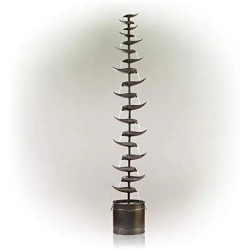 Alpine Corporation MCC390L-SL Metal Silver Tiered Floor Indoor/Outdoor Water Fountain for Garden, Entryway, Patio, Yard Alpine Corporation MCC390L-SL Metal Silver Tiered Floor Indoor/Outdoor Water Fountain for Garden, Entryway, Patio, Yard