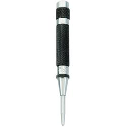 Starrett 18AA Automatic Center Punch with Hardened Steel Metal, Universal Tool for Machinists and Carpenters with Adjustable Knurled Cap to Control Blow Force, 4'' Length, 7/16'' Graduation