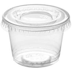 [100 Sets - 1 oz.] Plastic Disposable Portion Cups With Lids, Souffle Cups