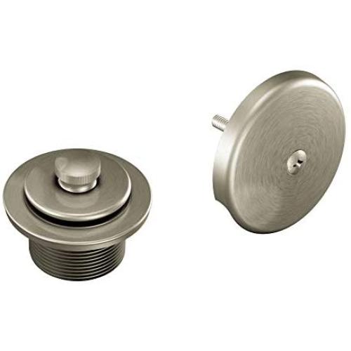 Moen T90331BN Collection Push-N-Lock Tub and Shower Drain Kit with 1-1/2 Inch Threads, 1.5, Brushed Nickel
