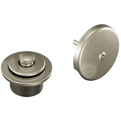 Moen T90331BN Collection Push-N-Lock Tub and Shower Drain Kit with 1-1/2 Inch Threads, 1.5, Brushed Nickel