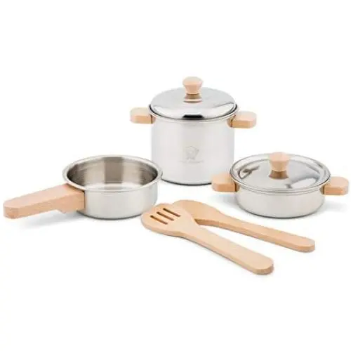 New Classic Toys Wooden Metal Pan Set Pretend Play Toy for Kids Cooking Simulation Educational Toys and Color Perception Toy for Preschool Age Toddlers Boys Girls New Classic Toys Wooden Metal Pan Set Pretend Play Toy for Kids Cooking Simulation Educational Toys and Color Perception Toy for Preschool Age Toddlers Boys Girls