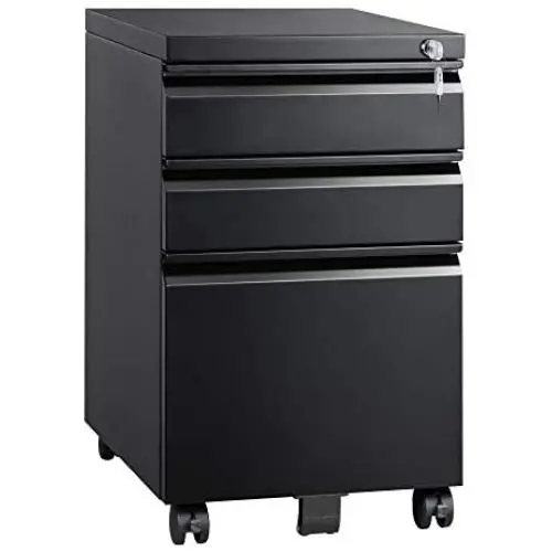 DEVAISE 3 Drawer Mobile File Cabinet with Lock, Metal Filing Cabinet Legal/Letter Size, Fully Assembled except Wheels, Black DEVAISE 3 Drawer Mobile File Cabinet with Lock, Metal Filing Cabinet Legal/Letter Size, Fully Assembled except Wheels, Black