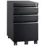 DEVAISE 3 Drawer Mobile File Cabinet with Lock, Metal Filing Cabinet Legal/Letter Size, Fully Assembled except Wheels, Black