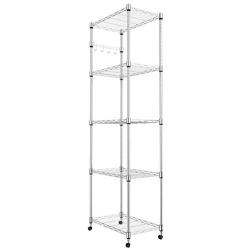Homdox 5 Tier Steel Wire Shelving Unit on Wheels,Chrome Shelves for Garage Kitchen Living Room,Heavy Duty Shelving Rack, 23.2 x 13.8 x 72 inch (L x W x H)