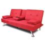 NOUVCOO 2020 Quality Upgraded Sofa Modern Faux Leather, Convertible Folding Recliner Lounge Futon Couch with Cup Holders/Armrest/Metal Legs for Living Furniture/Bed Room/Home/Small Places, Red